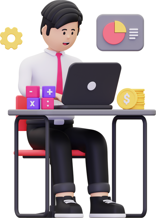 3d Businessman Doing Online Accounting illustration